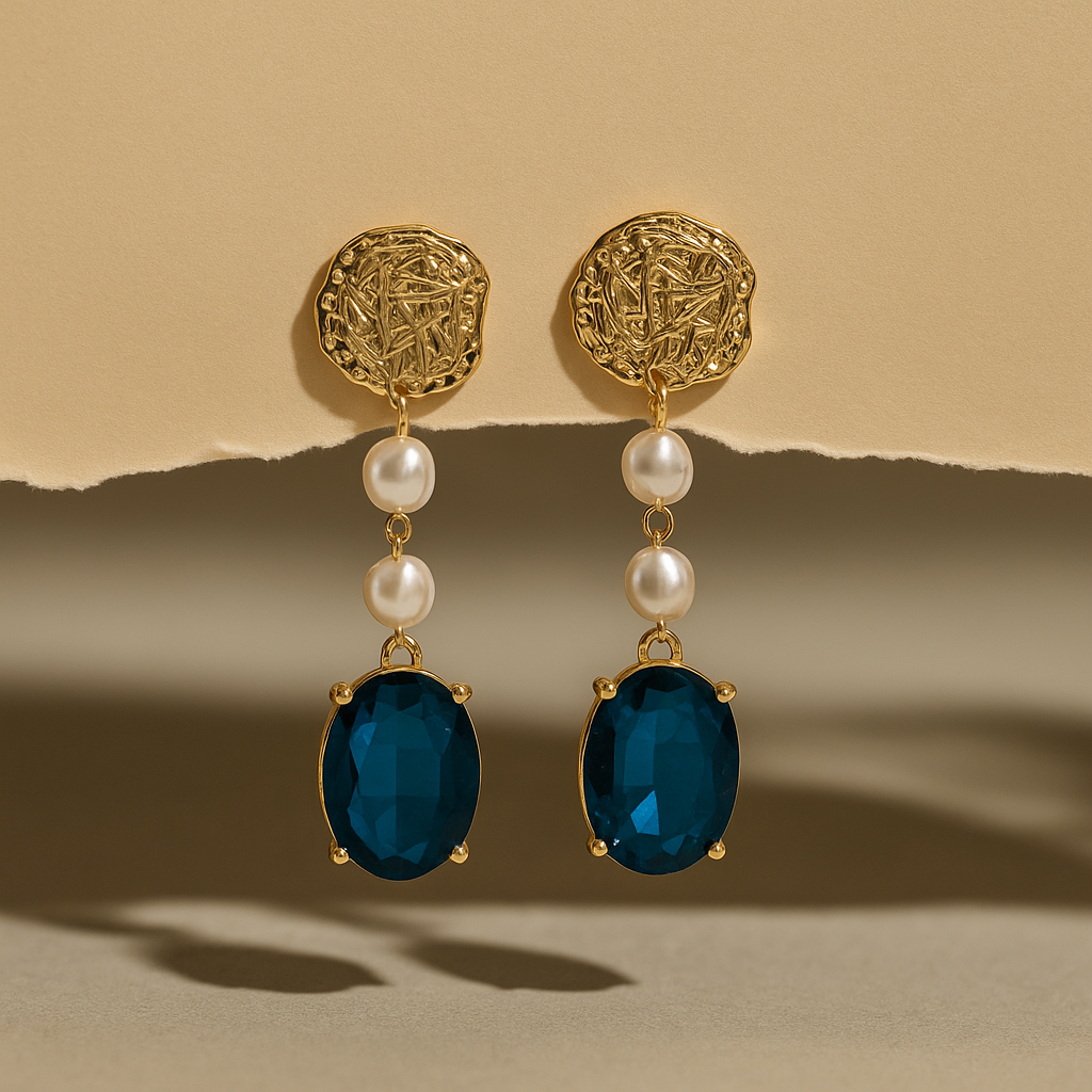 Vintage Aura Green Pearl Statement Earrings