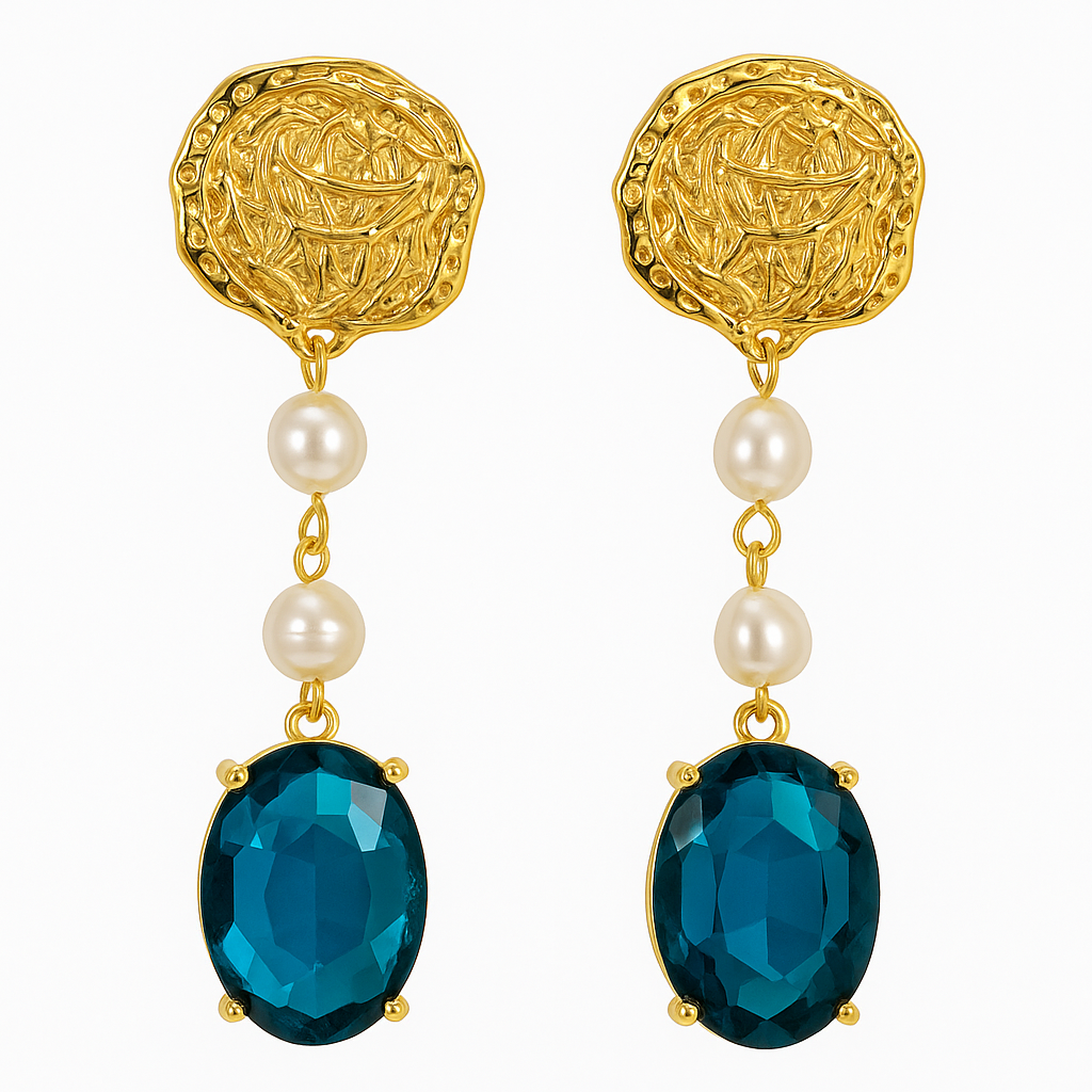 Vintage Aura Green Pearl Statement Earrings