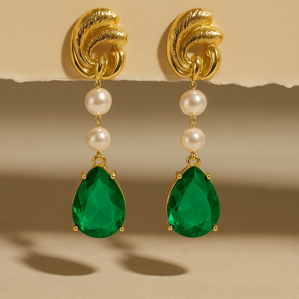 Luxe Raindrop Pearl Drop Earrings - Elegant Gemstone & Pearl Dangles