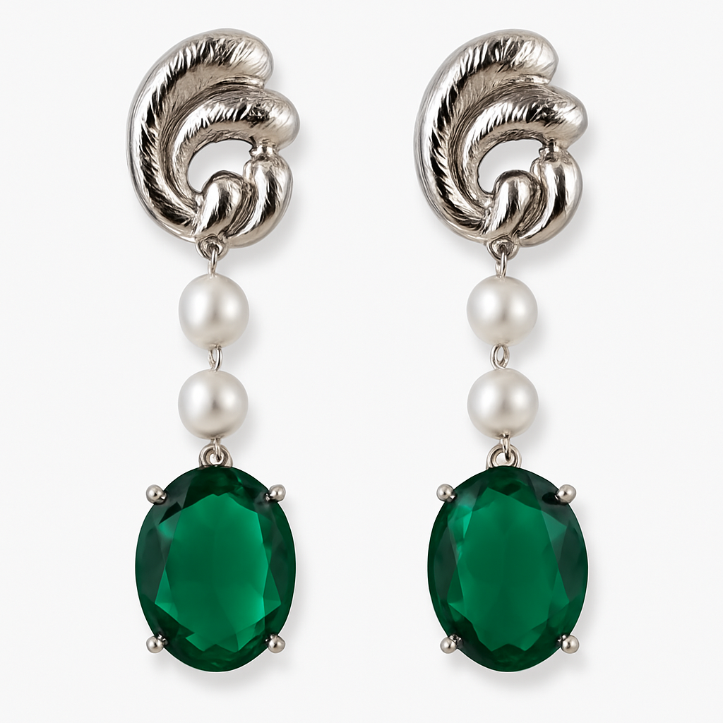 Luxe Raindrop Pearl Drop Earrings - Elegant Gemstone & Pearl Dangles