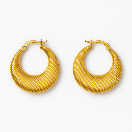 Golden Horizon Textured Hoop Earrings