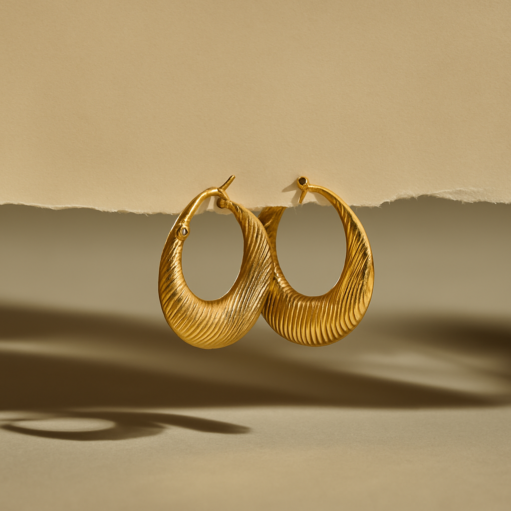 Golden Horizon Textured Hoop Earrings