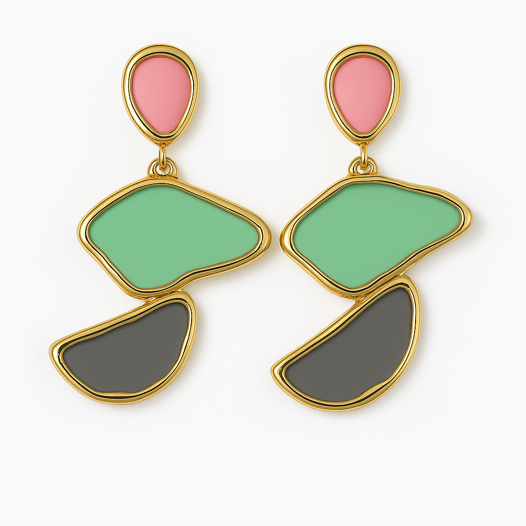 Geo-Colorblock Statement Earrings