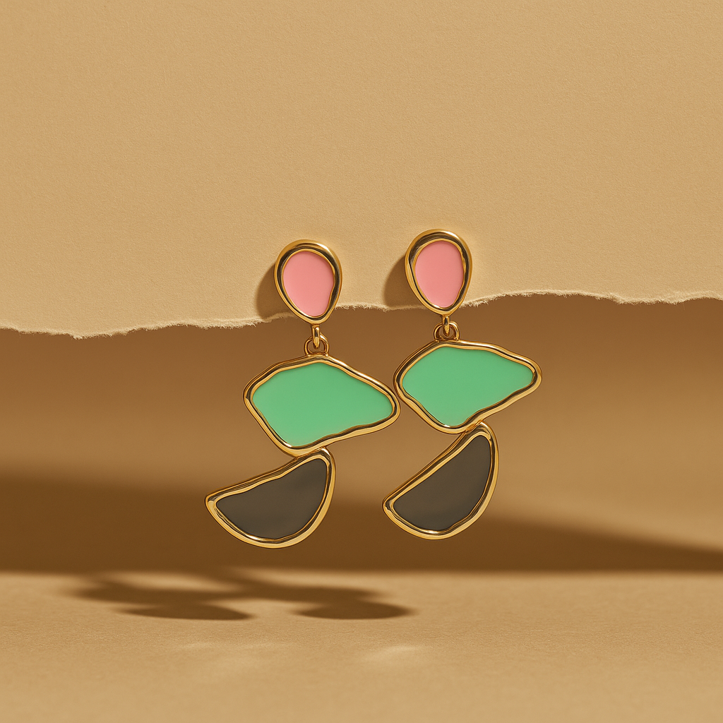 Geo-Colorblock Statement Earrings