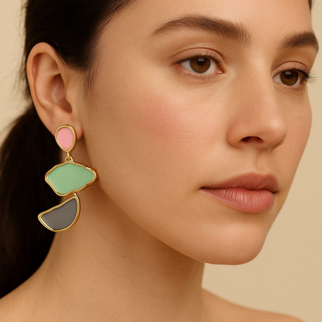 Geo-Colorblock Statement Earrings