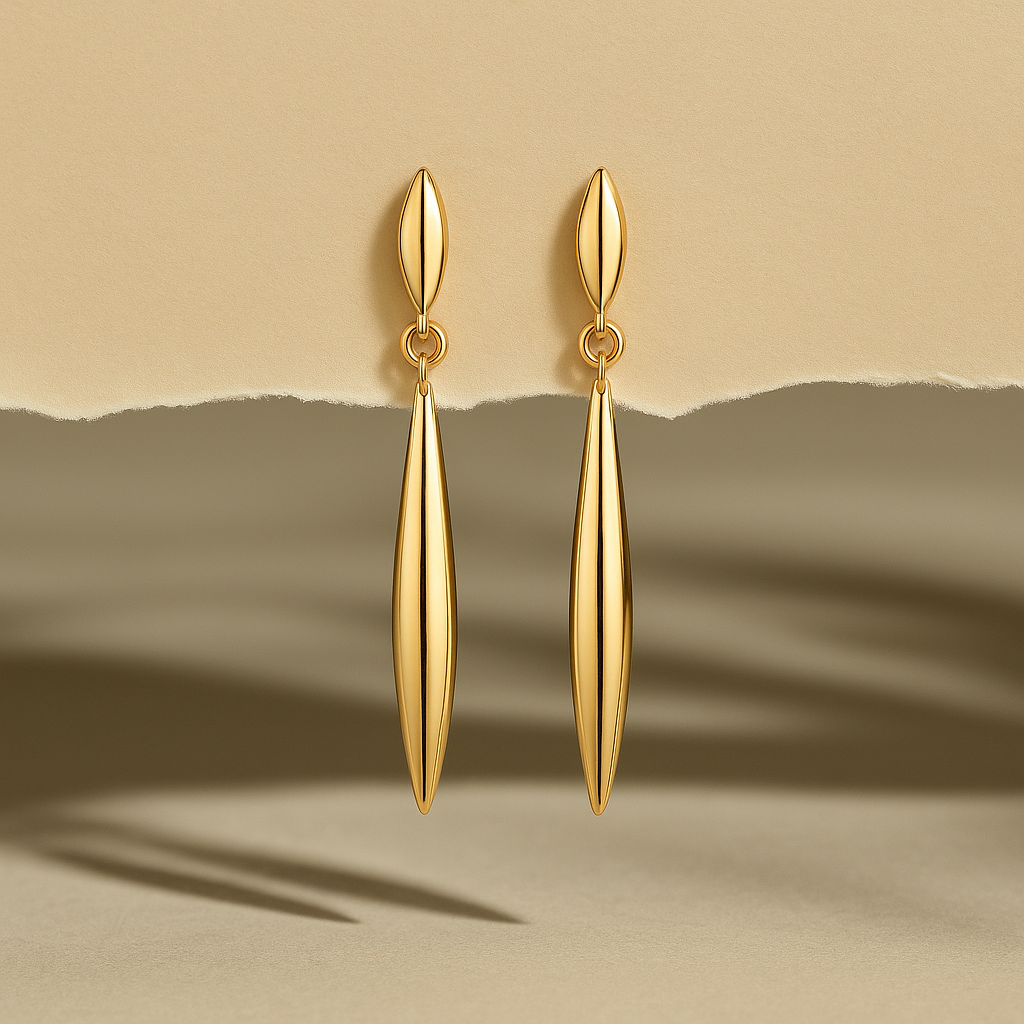 Sleek Teardrop Gold Earrings