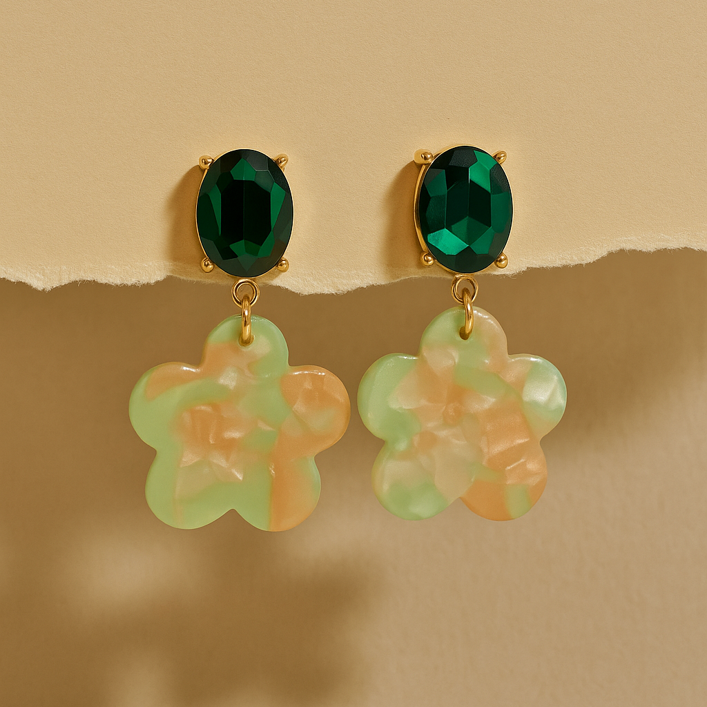 Emerald Bloom Dangle Earrings