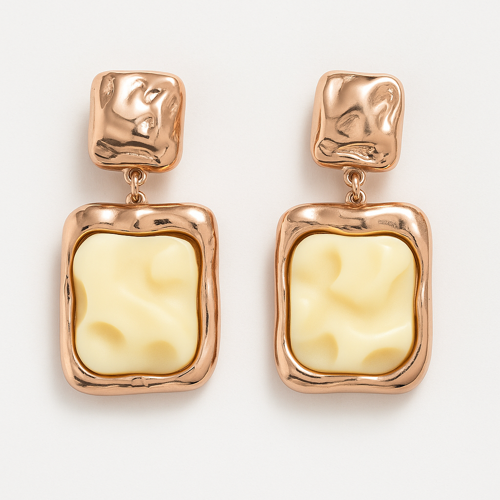 Golden Embrace Textured Resin Drop Earrings