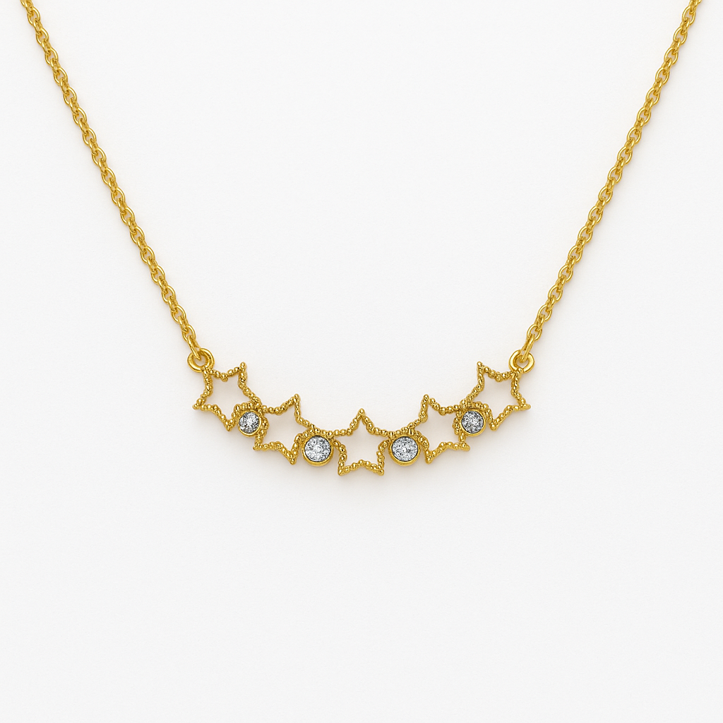 Dainty Diamond Star Gold Necklace
