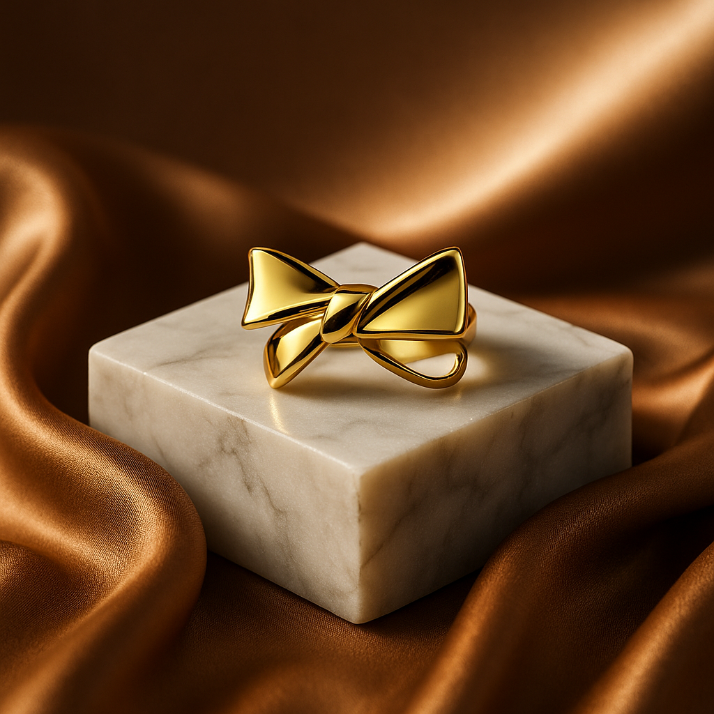 Golden Ribbon Knot Ring