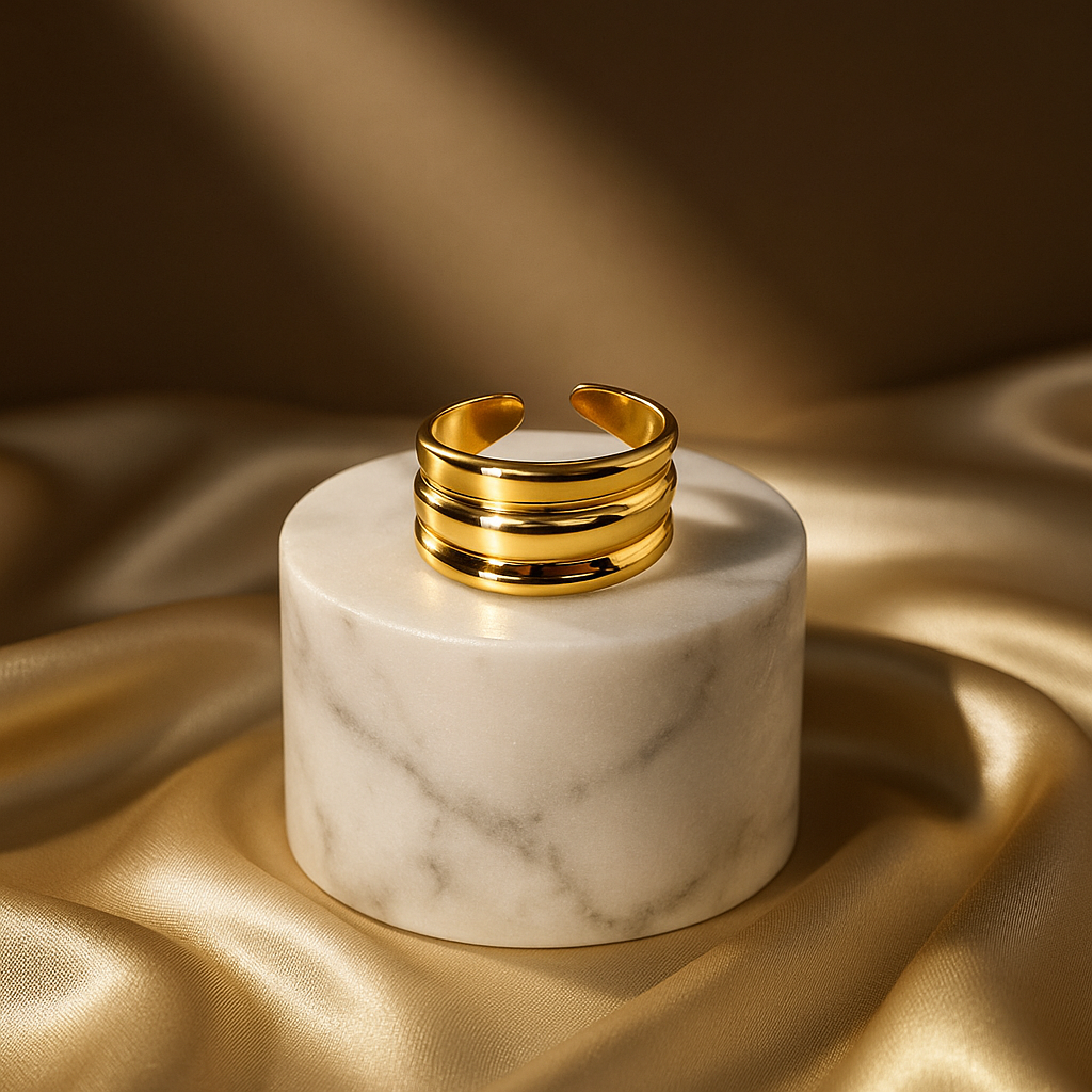 Radiant Triple Layered Gold Ring