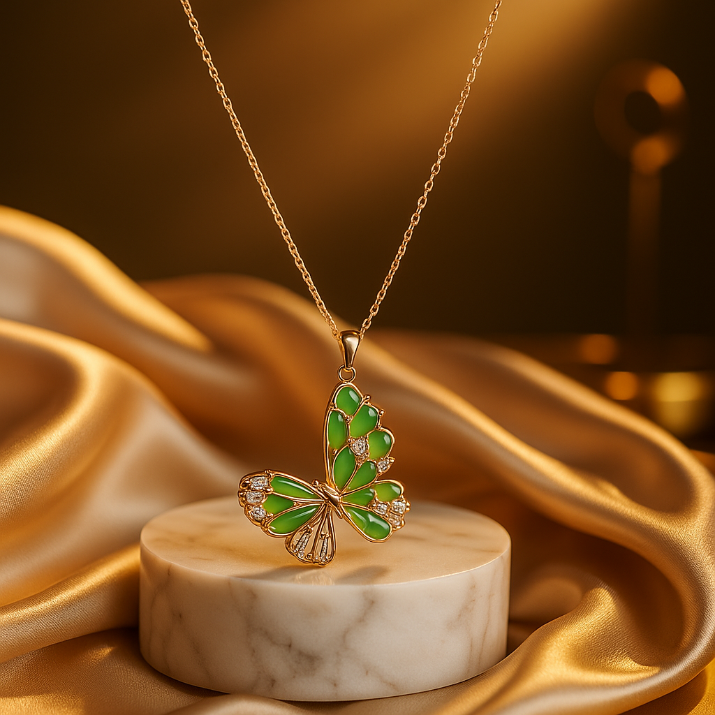 Emerald Flight Butterfly Necklace