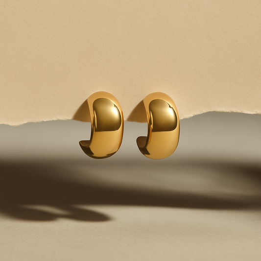 Chunky Crescent Gold Studs