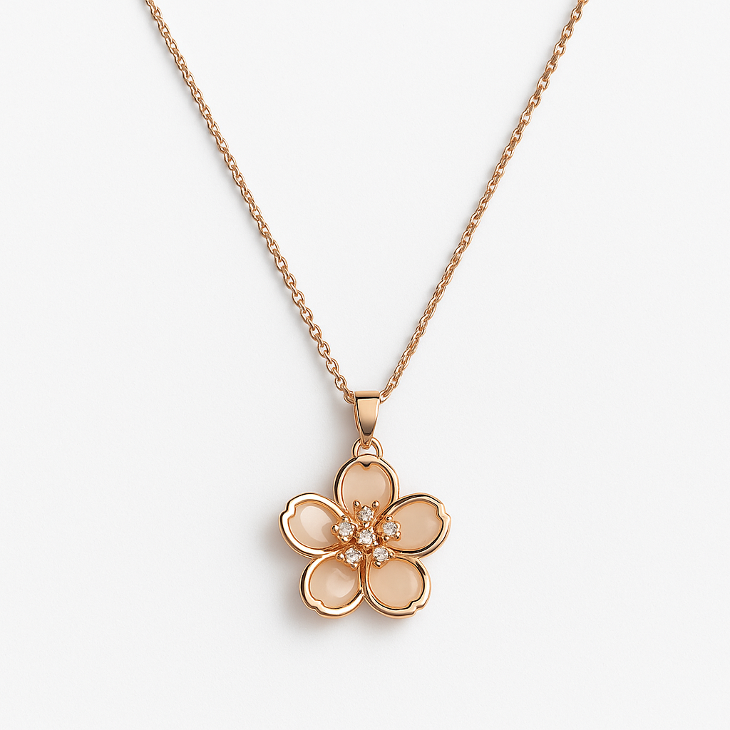 Frivole Floral Rose Gold & Diamond Pendant Necklace