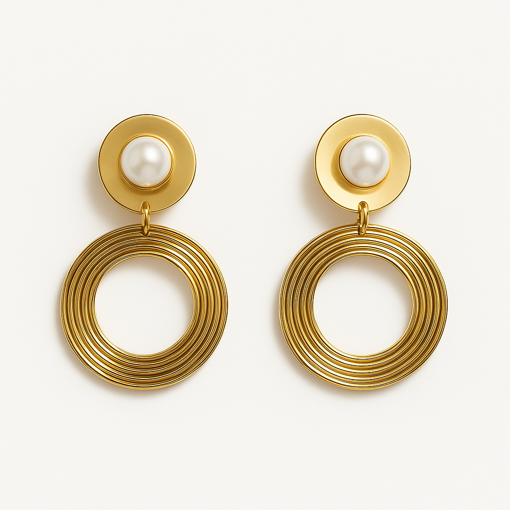 Golden Halo Pearl Dangles