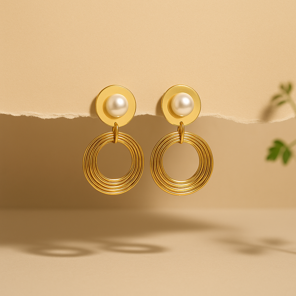 Golden Halo Pearl Dangles