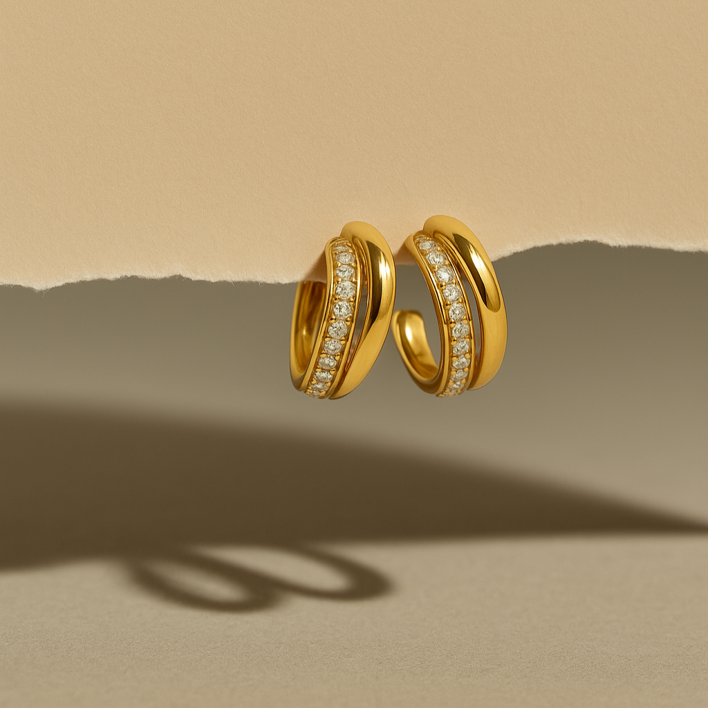 Luxe Pave Zirconia Double Hoop Earrings