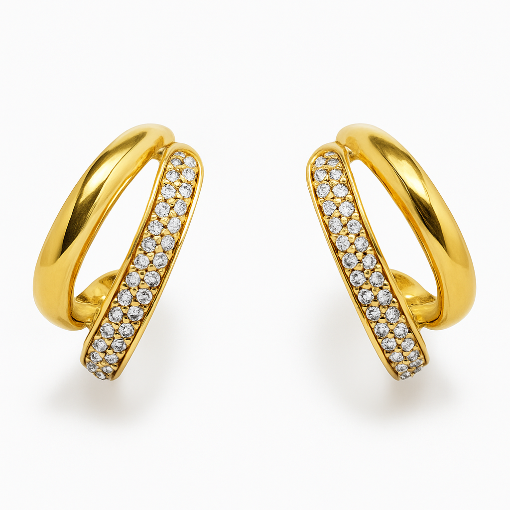 Luxe Pave Zirconia Double Hoop Earrings
