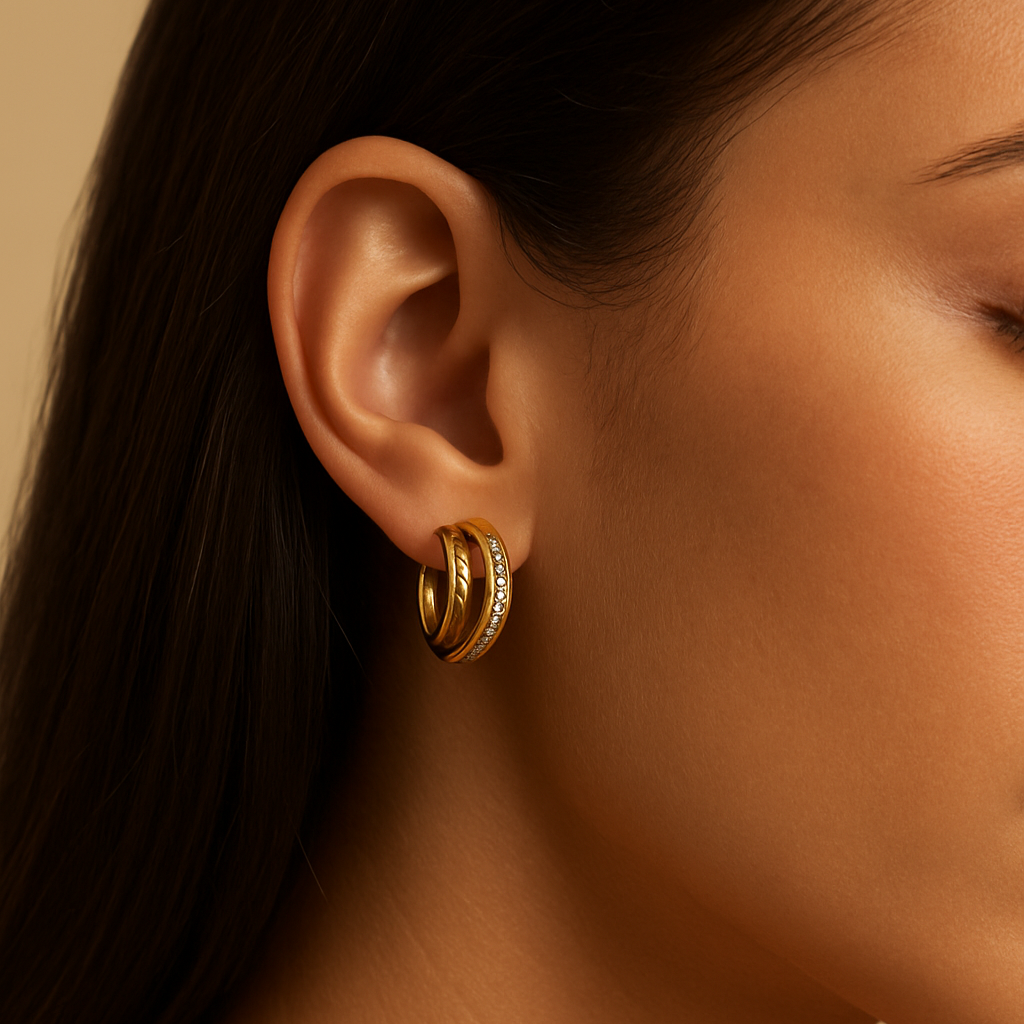 Luxe Pave Zirconia Double Hoop Earrings