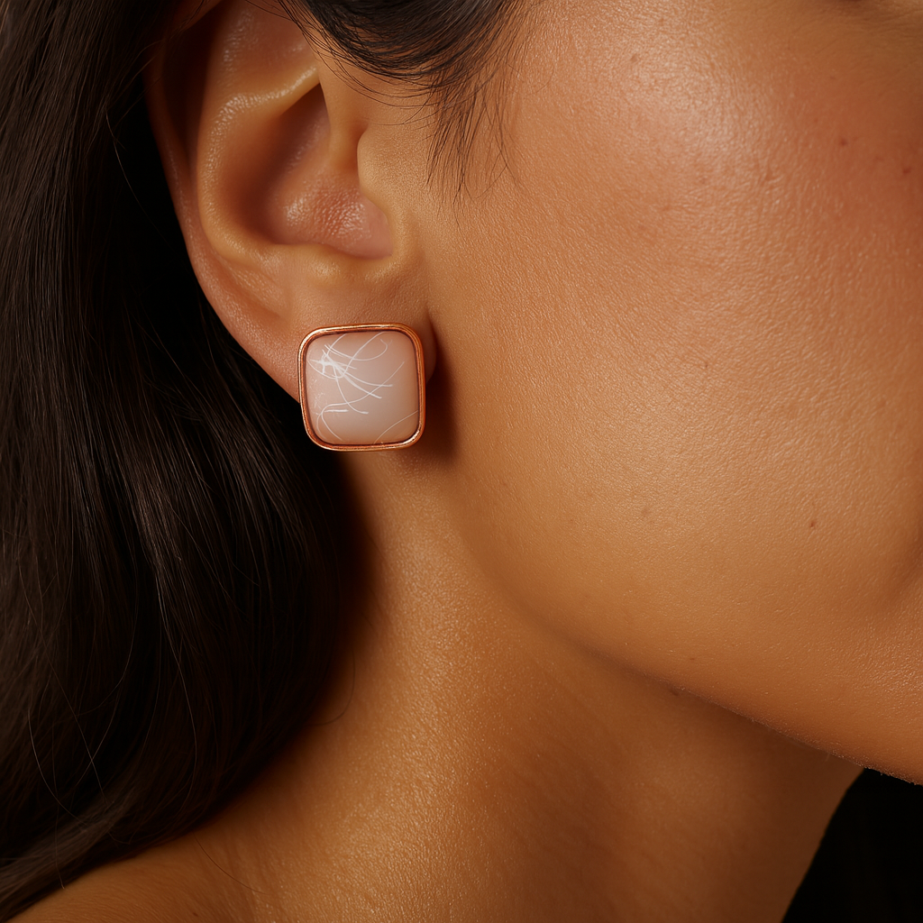 Rose Gold Whispers Stud Earrings