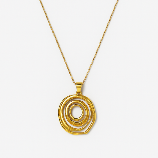 Geometric Circle Necklace | Waterproof Anti-Tarnish Gold Plated Modern Pendant