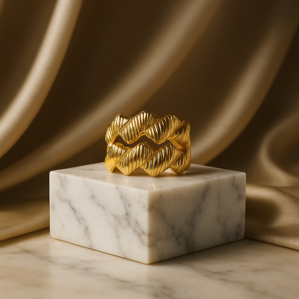 Golden Twisted Rope Band Ring