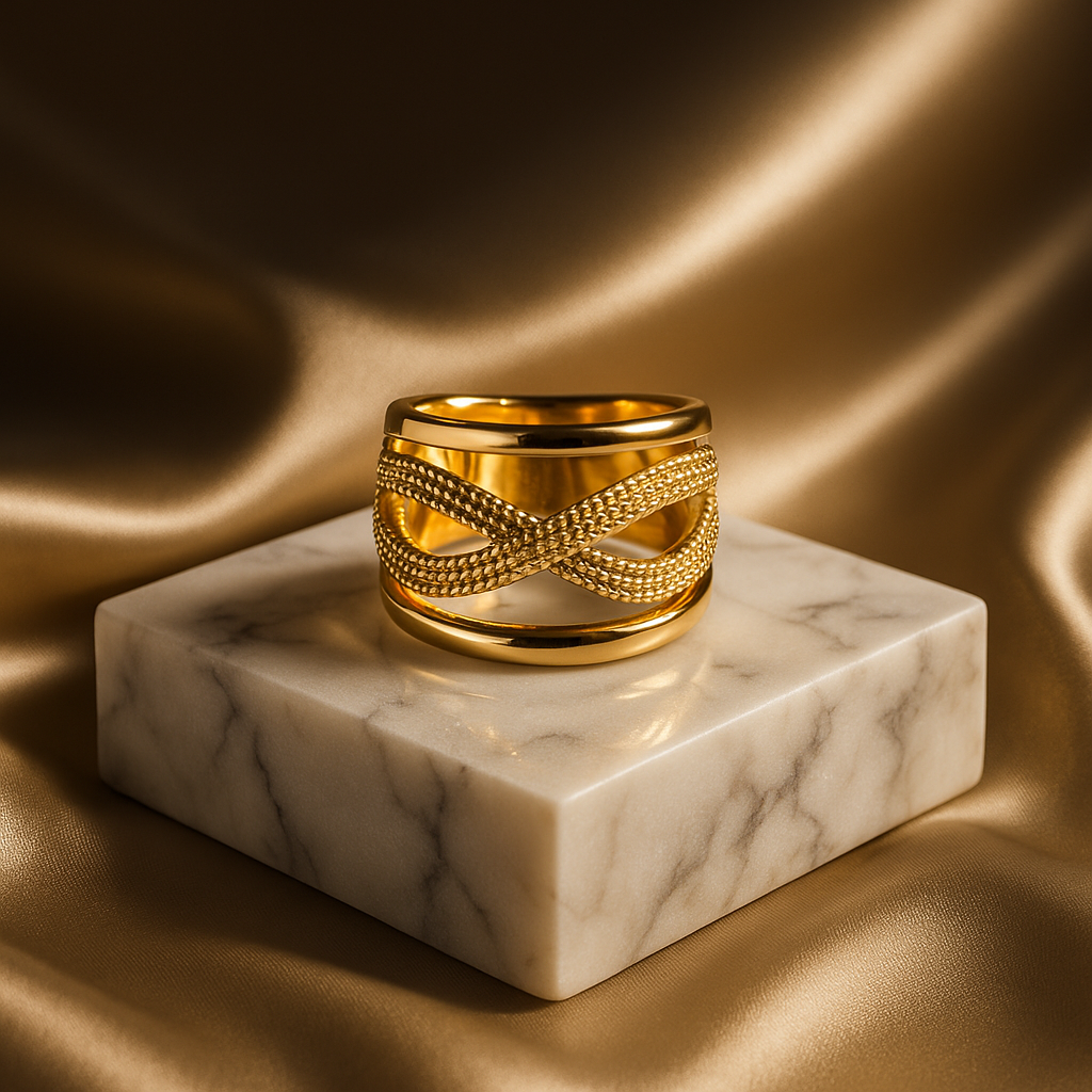 Nautical Elegance 3-Strand Gold Turks Head Knot Ring