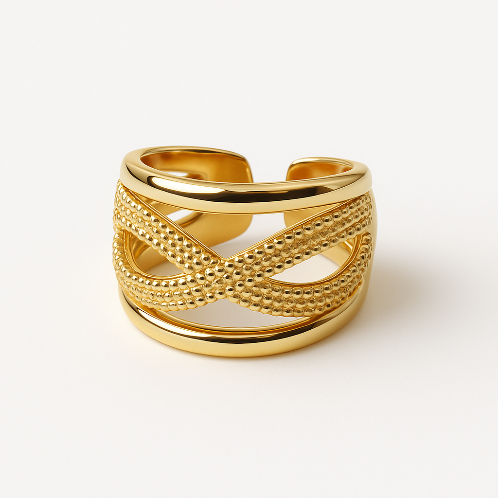Nautical Elegance 3-Strand Gold Turks Head Knot Ring
