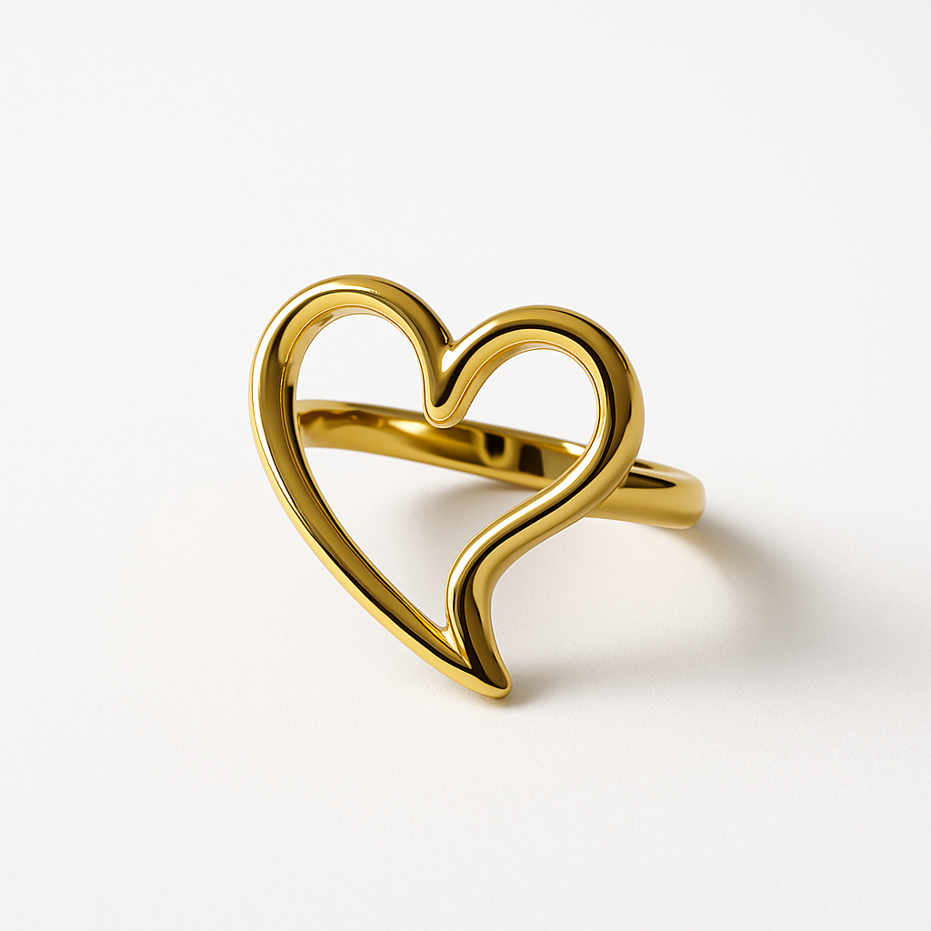 Golden Heart Outline Ring