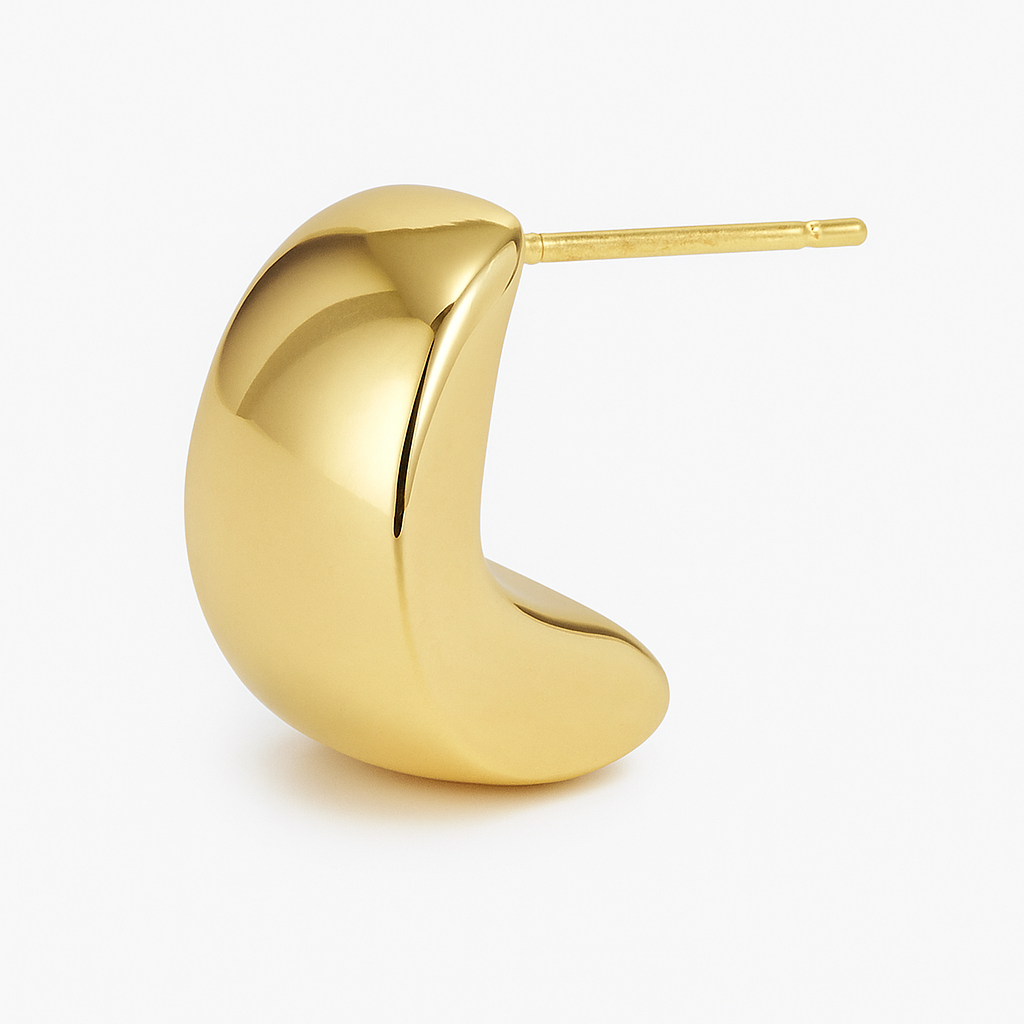 Chunky Crescent Gold Studs