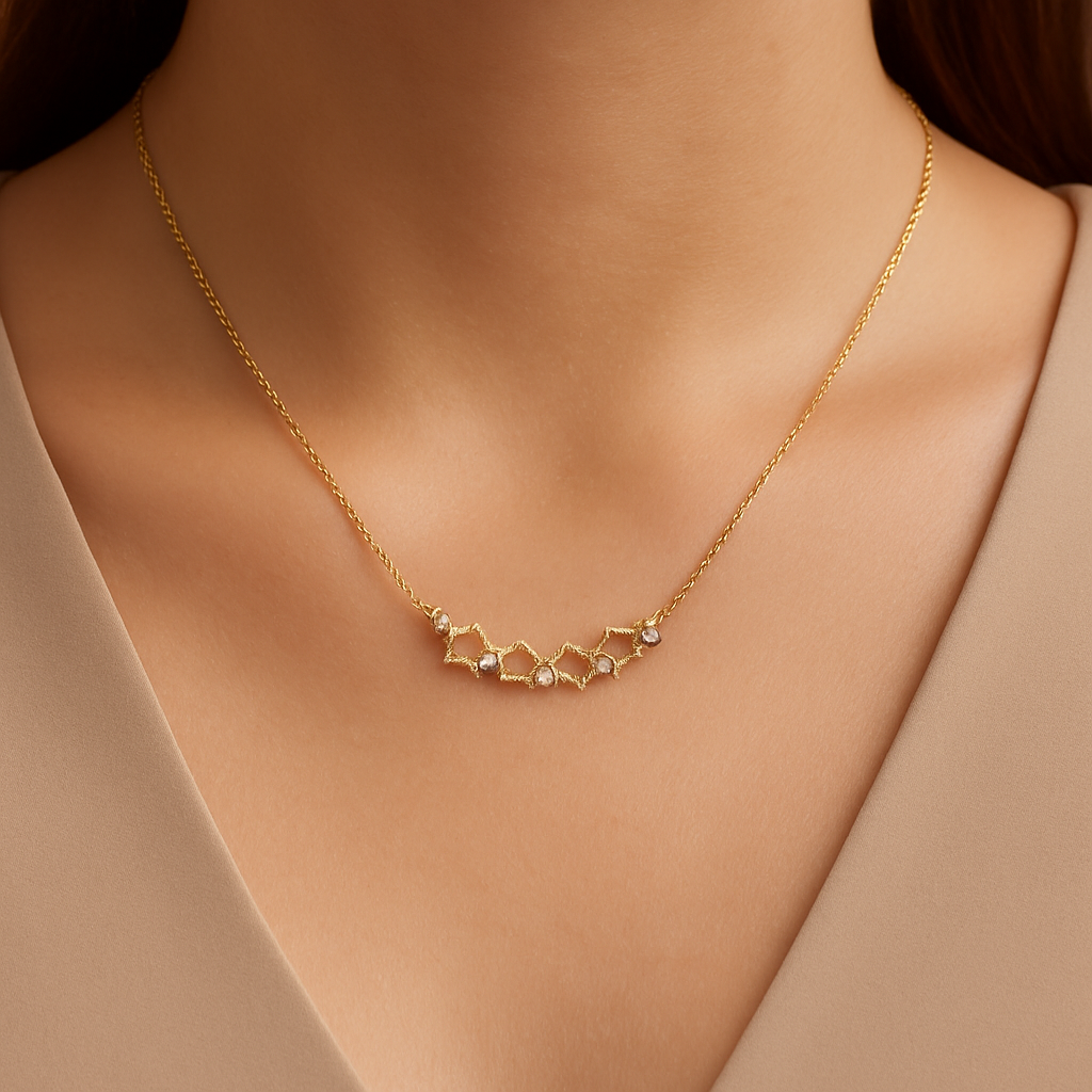 Dainty Diamond Star Gold Necklace