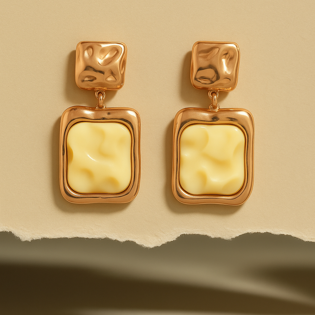 Golden Embrace Textured Resin Drop Earrings