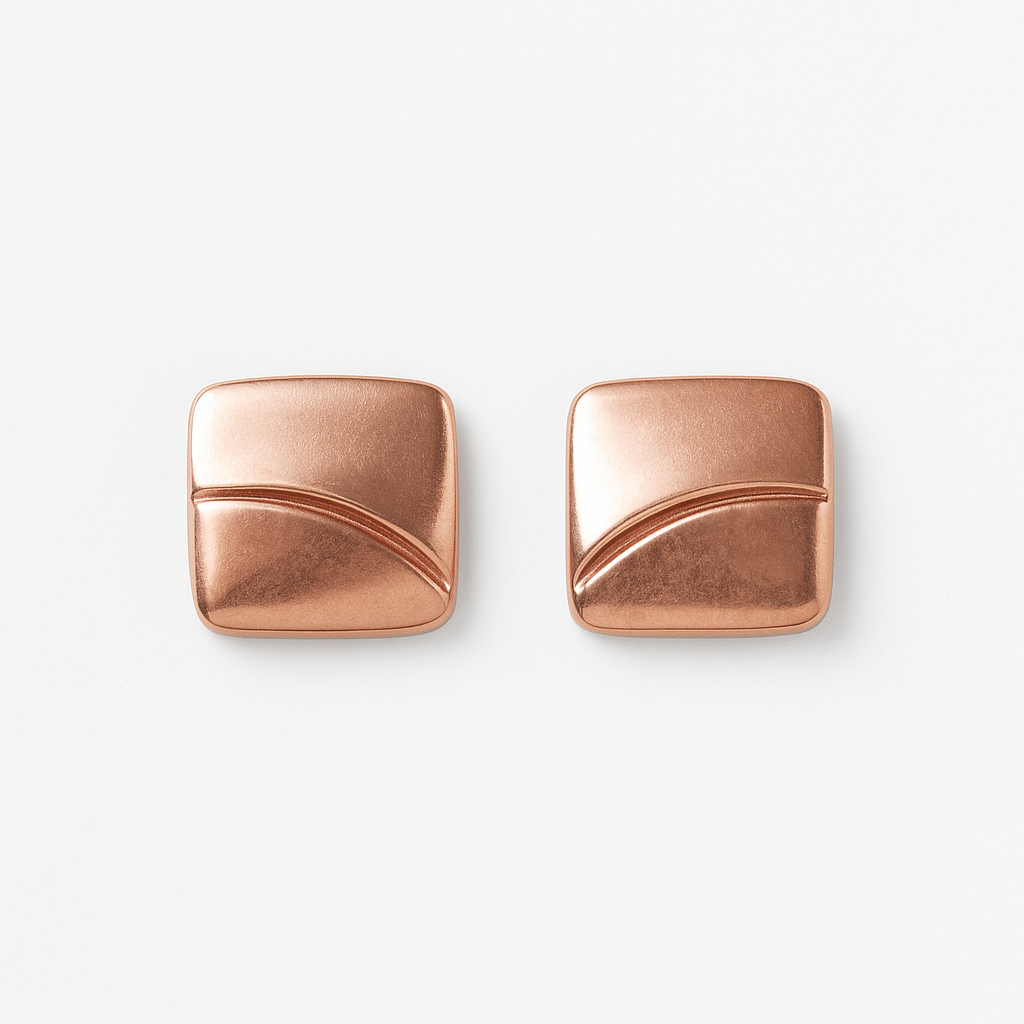 Rose Gold Wave Stud Earrings