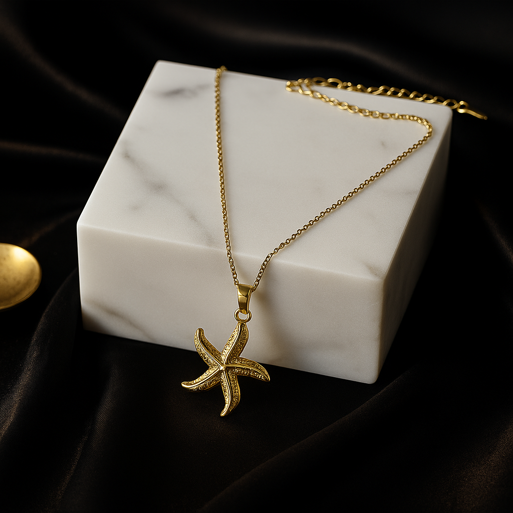 Starfish Pendant Necklace | Waterproof Anti-Tarnish Gold Plated Stainless Steel