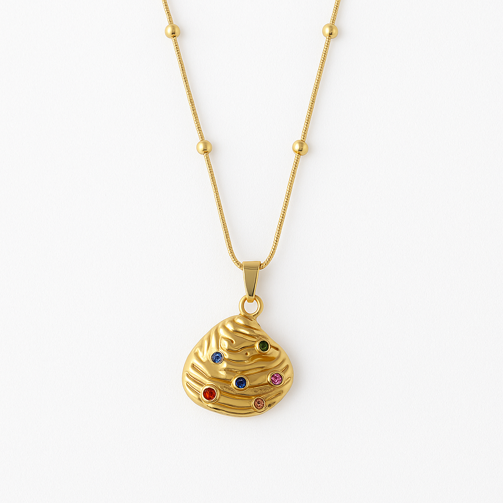Rainbow Shell Necklace | Waterproof Anti-Tarnish Gold Plated Colorful Jewelry