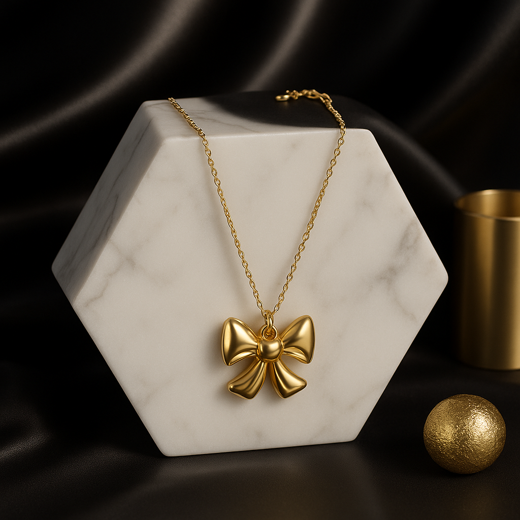 Dainty Bow Pendant Necklace | Waterproof Anti-Tarnish Gold Plated Stainless Steel