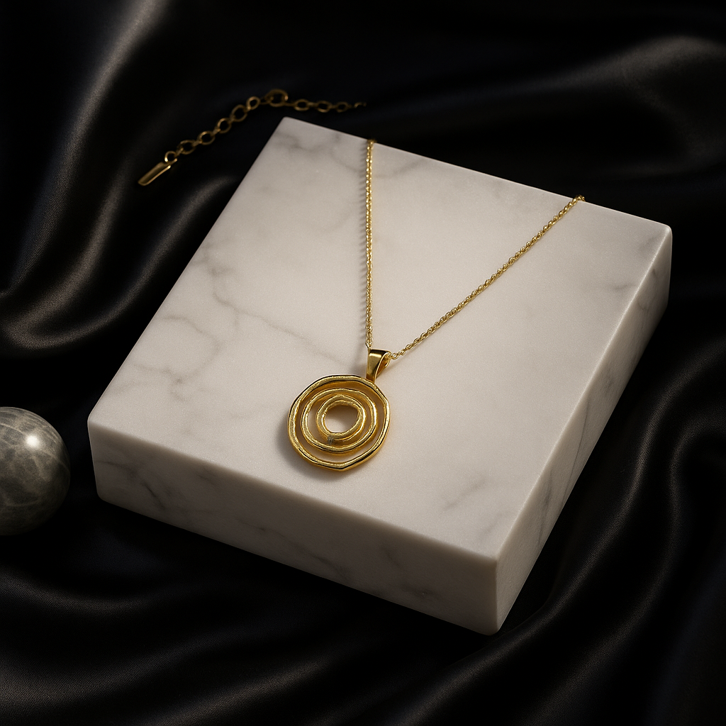 Geometric Circle Necklace | Waterproof Anti-Tarnish Gold Plated Modern Pendant