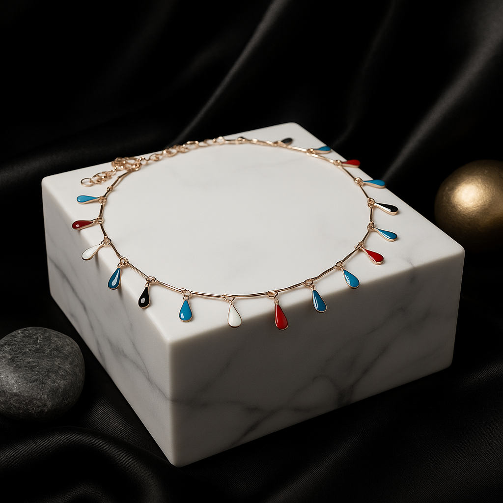 Tear Drop Dangle Choker | Waterproof Anti-Tarnish Multi-Colored Gold Plated Necklace