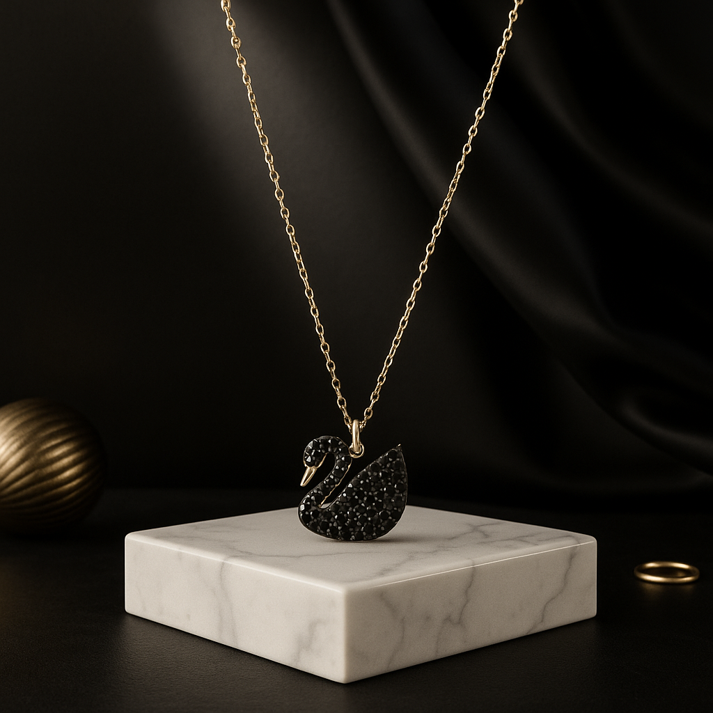 Swarovski Iconic Black Swan Clover Necklace