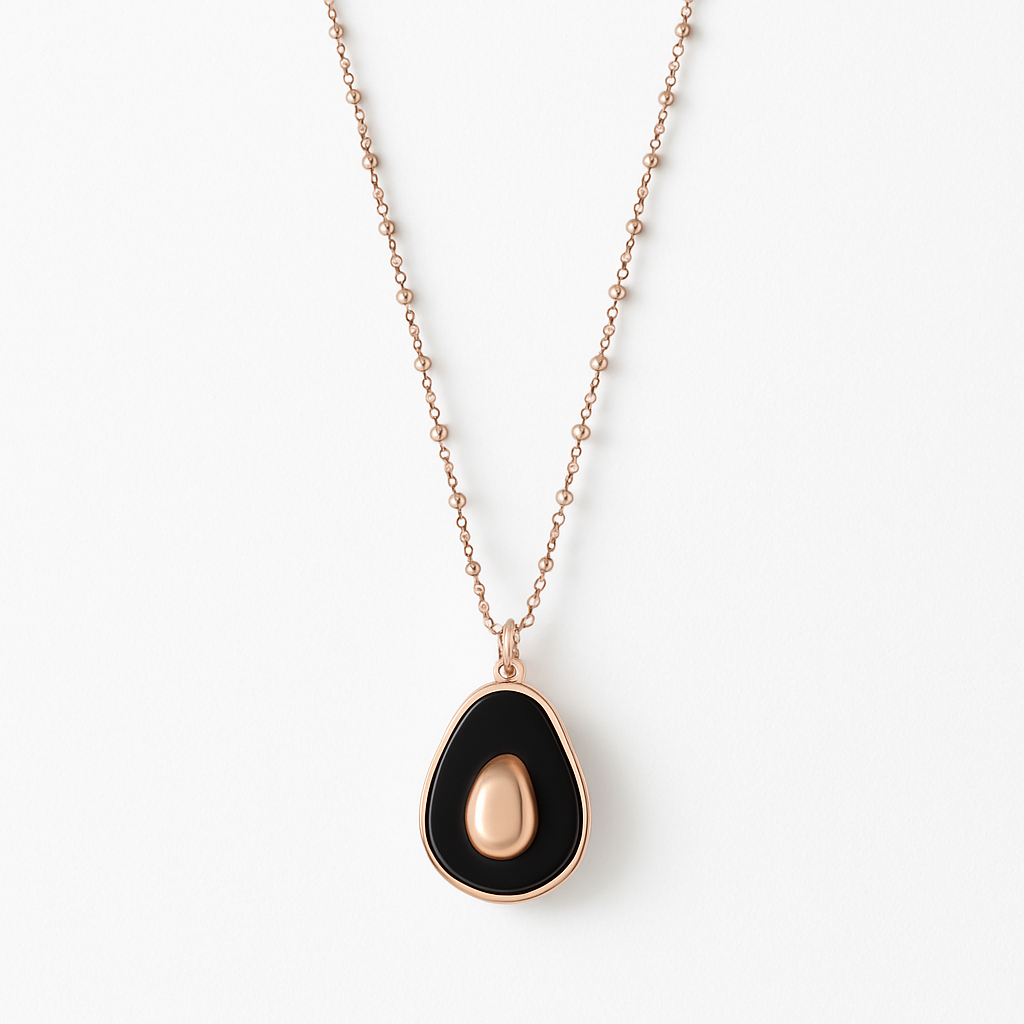 Rose Gold & Black Onyx Teardrop Harmony Pendant Necklace