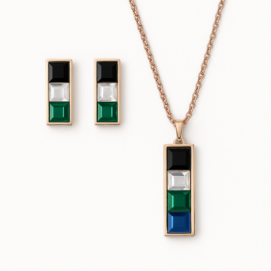 Rose Gold UAE Flag Inspired Jewelry Set