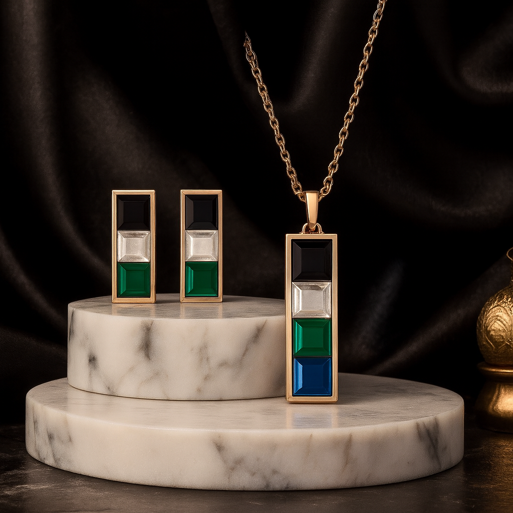 Rose Gold UAE Flag Inspired Jewelry Set