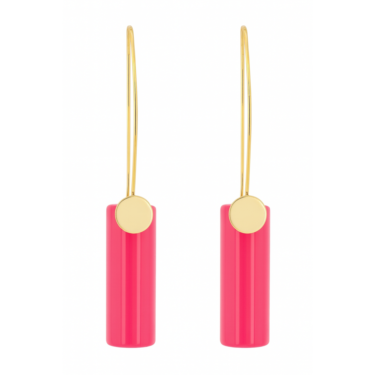 Hot Pink Bar Drop Earrings