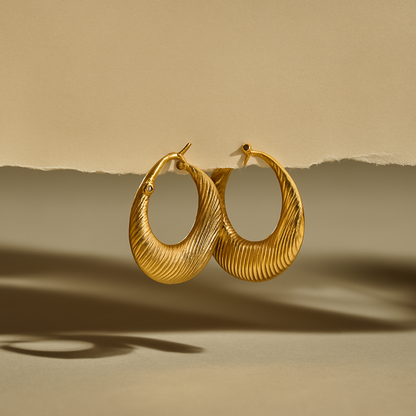 Golden Horizon Textured Hoop Earrings