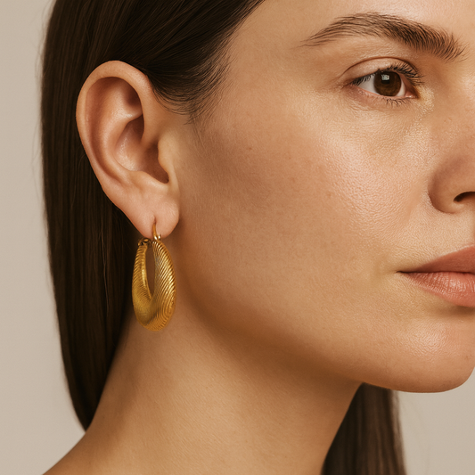 Golden Horizon Textured Hoop Earrings