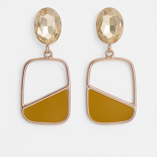 Golden Divide Geometric Drop Earrings