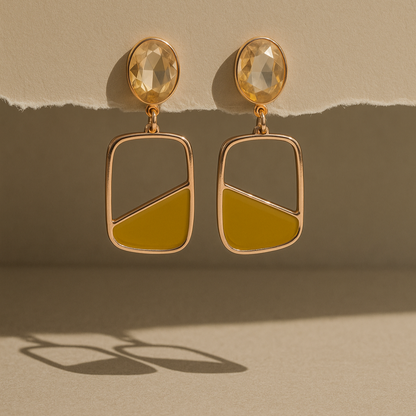 Golden Divide Geometric Drop Earrings