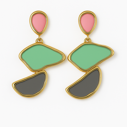 Geo-Colorblock Statement Earrings