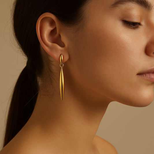 Sleek Teardrop Gold Earrings