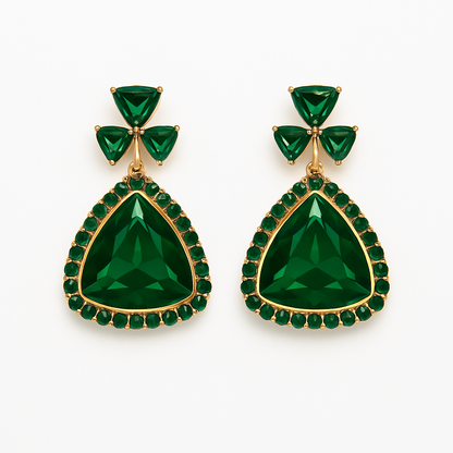 Majestic Emerald Triangle Drop Earrings